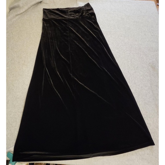 Jones New York Signature Skirt Womens Large Black Velvet Maxi A-Line Pull On - Picture 1 of 10